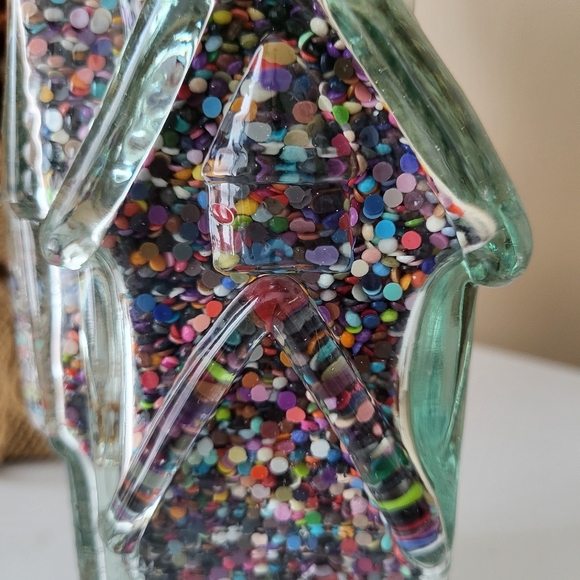 Vintage Clear Glass House Shaped Bottle Filled w Spare Diamond Painting Stones - Picture 8 of 16